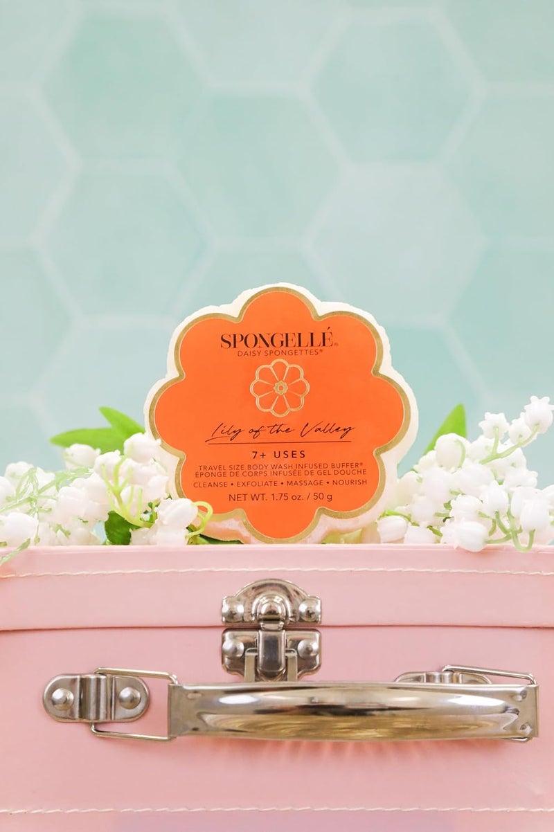 SPONGELLÉ Spongelle Lily of the Valley Spongette Loofah Body Scrubber | Bath & Shower Loofah for Women | Body Scrubber Exfoliator with Body Wash Infused Sponge | 5+ uses | Soft Lily, Jasmine & Fresh Green Notes - Image 2
